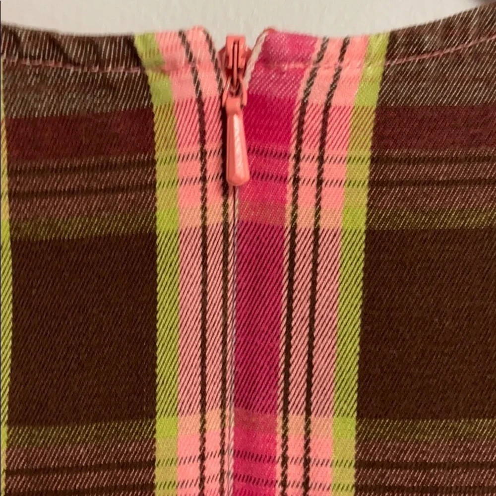 Gymboree Girls  jumper /  dress pink & brown plaid, lined (not this dark) 5